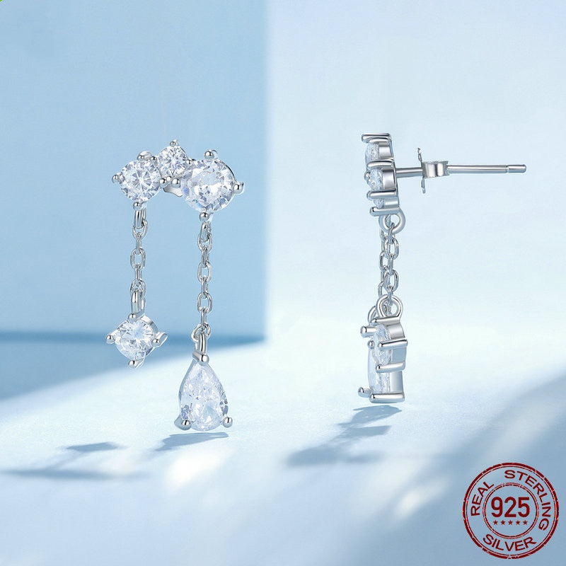 S925 Silver Drop Zircon Delicate Sparkle Earrings-Jewearrings