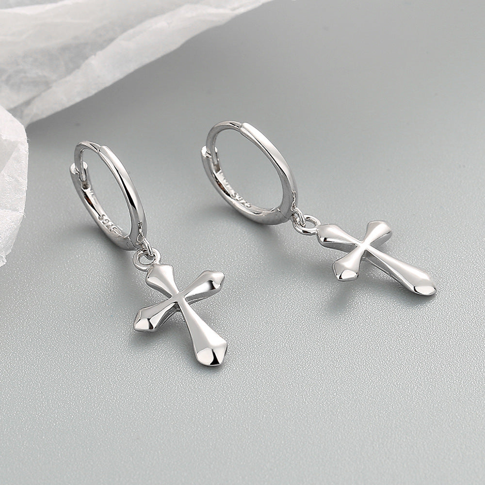 Trendy Copper Glossy Minimalist Cross Earrings-Jewearrings