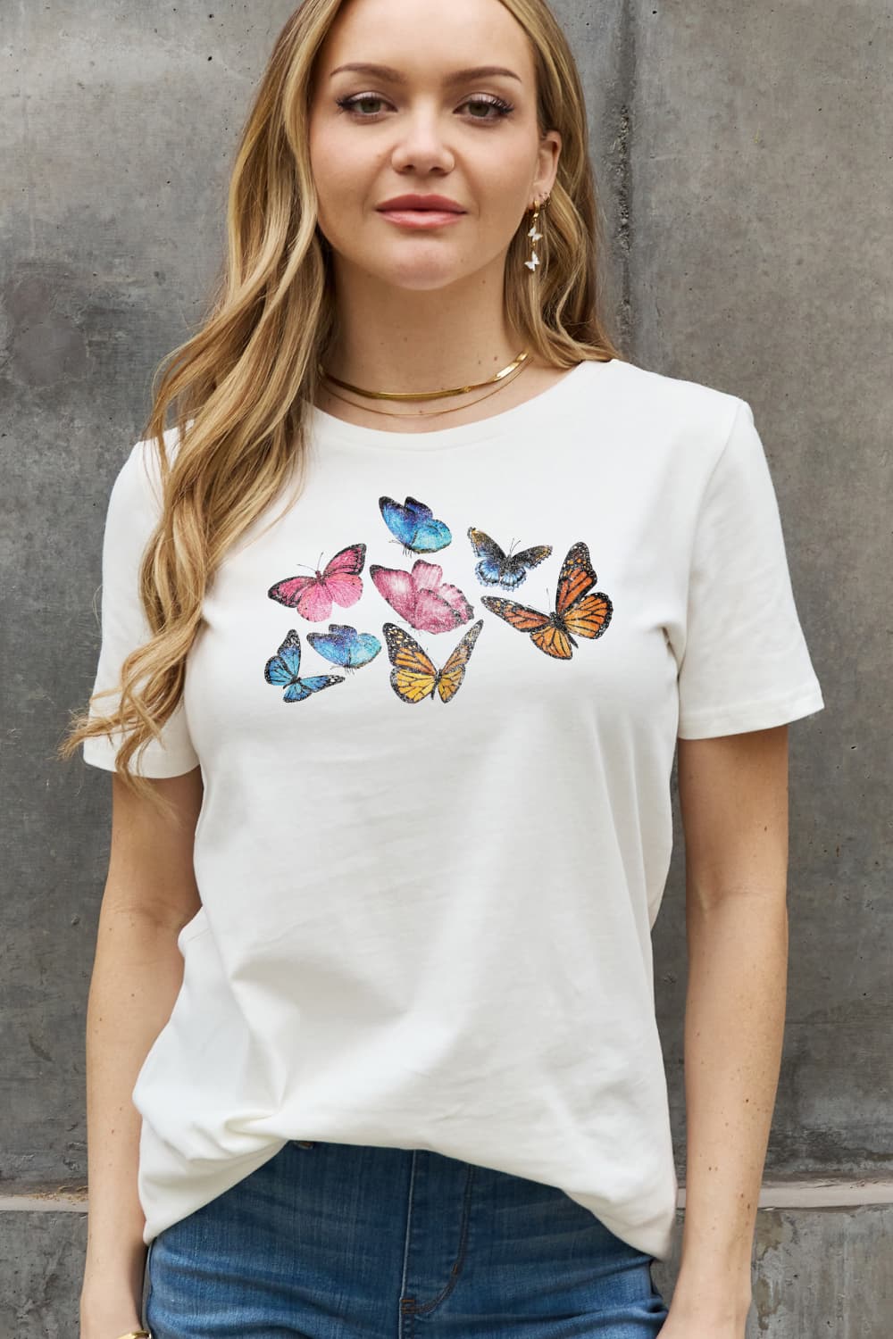 Simply Love Full Size Butterfly Graphic Cotton Tee-Jewearrings