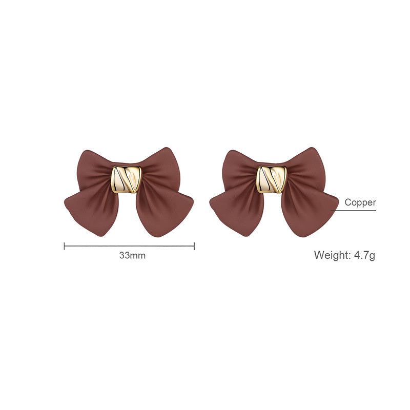 Fashion Trend Earrings Simple Personality Metal Texture Earrings Bow-Jewearrings