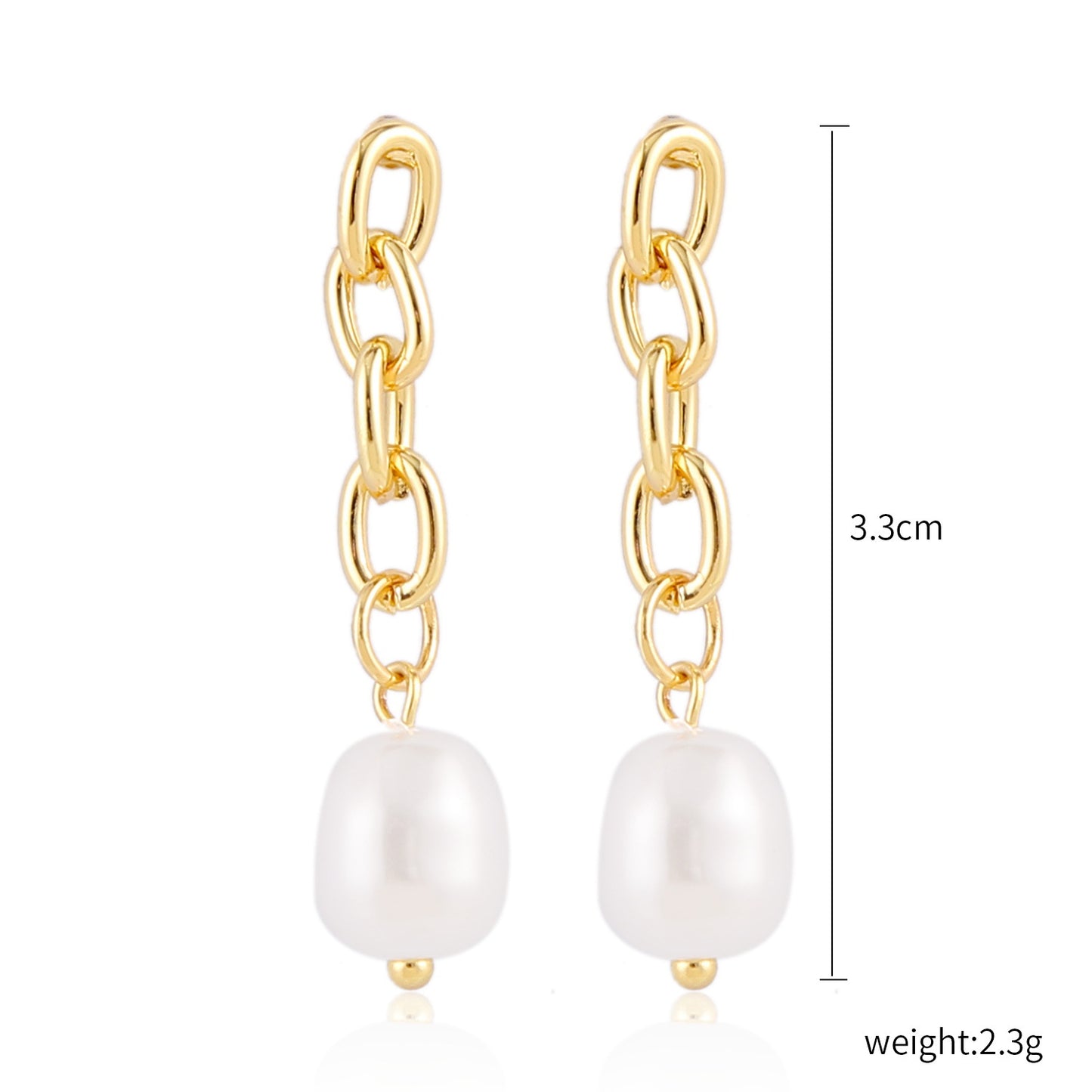 Simple Retro Metal Chain Pearl Earrings-Jewearrings