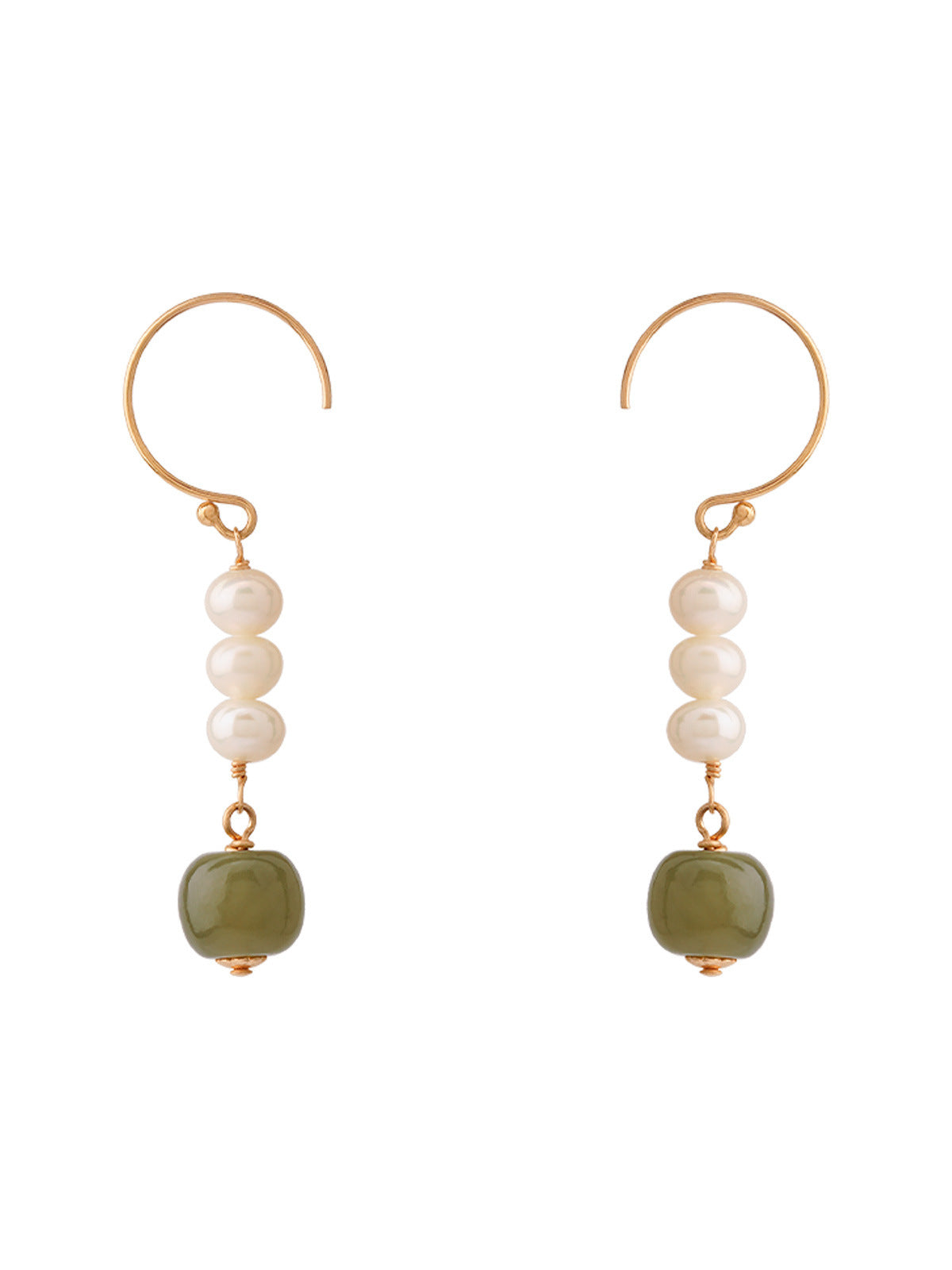 Spring New Hetian Jade Pearl Agate 14K Gold-packed Earrings Niche Design Style-Jewearrings