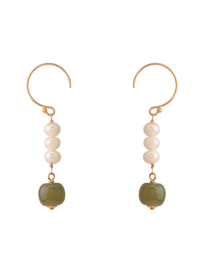 Spring New Hetian Jade Pearl Agate 14K Gold-packed Earrings Niche Design Style-Jewearrings