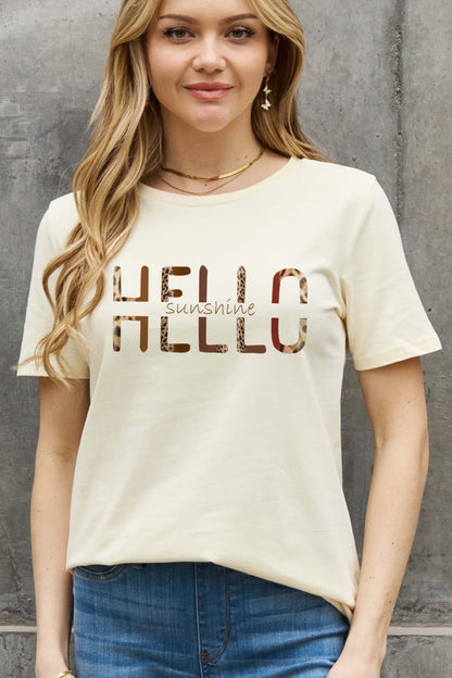 Simply Love Full Size HELLO SUNSHINE Graphic Cotton Tee-Jewearrings