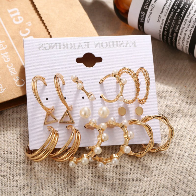 17KM Fashion Pearl Hoop Earrings Set-Jewearrings