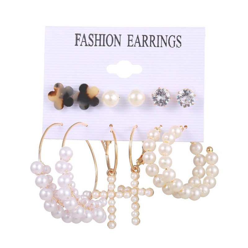 17KM Fashion Pearl Hoop Earrings Set-Jewearrings