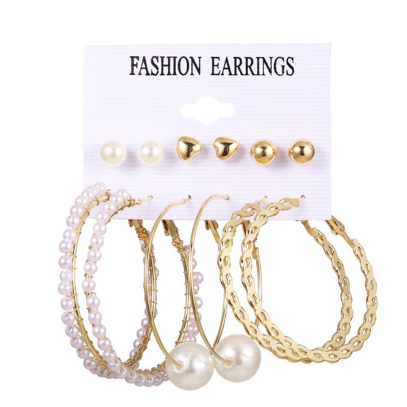 17KM Fashion Pearl Hoop Earrings Set-Jewearrings