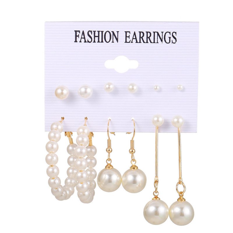 17KM Fashion Pearl Hoop Earrings Set-Jewearrings