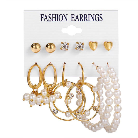 17KM Fashion Pearl Hoop Earrings Set-Jewearrings