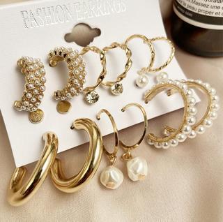 17KM Fashion Pearl Hoop Earrings Set-Jewearrings