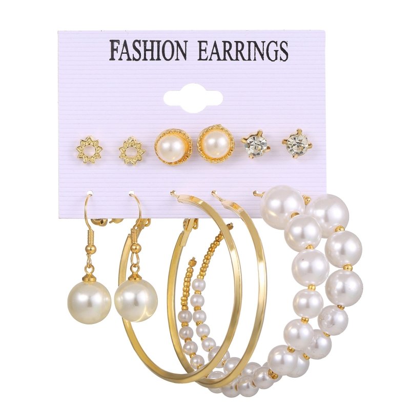 17KM Fashion Pearl Hoop Earrings Set-Jewearrings