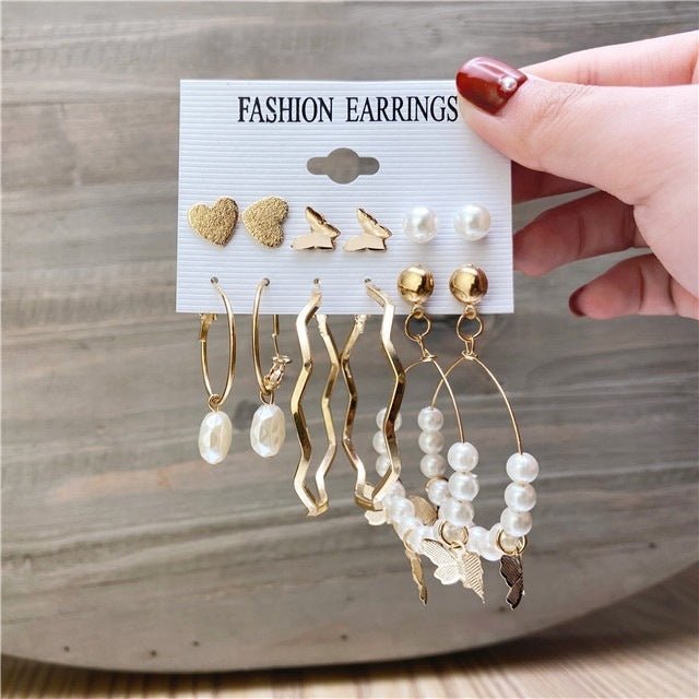 17KM Fashion Pearl Hoop Earrings Set-Jewearrings