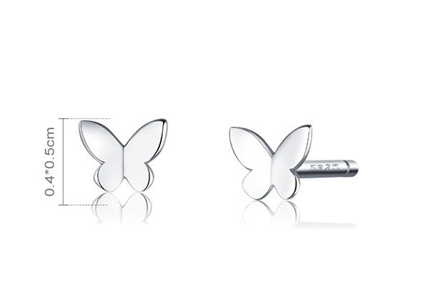 Simple Butterfly Sterling Silver Stud Earrings-Jewearrings