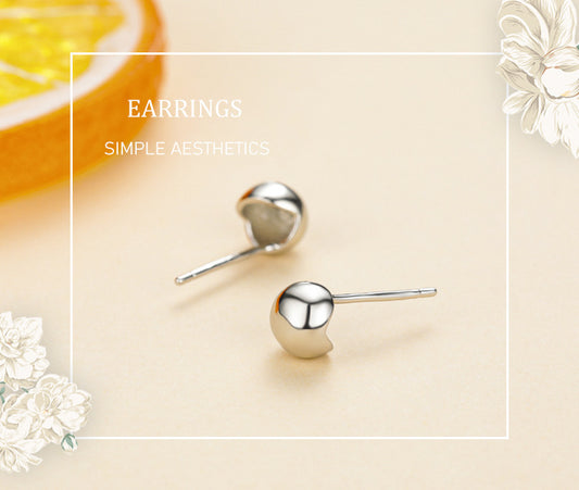 S925 Sterling Silver Round Glossy Stud Earrings-Jewearrings