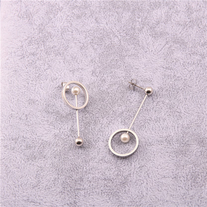 Steel Ball Pearl Circle Earrings-Jewearrings