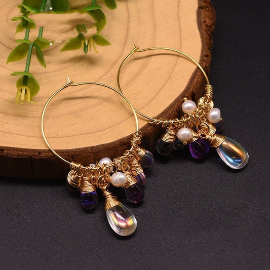 Pearl Czech crystal earrings-Jewearrings