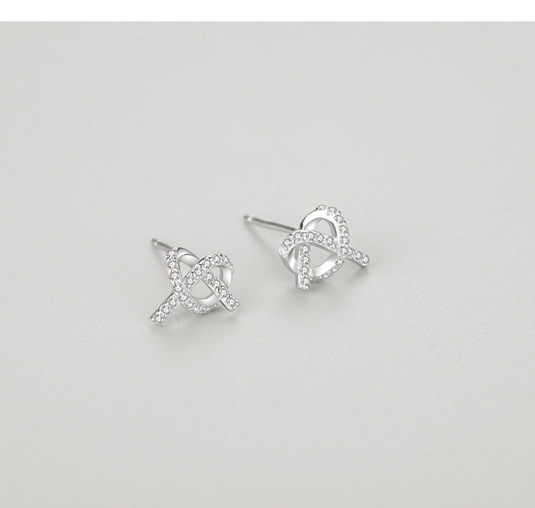 S925 Sterling Silver Micro-inlaid Fully Jeweled Loving Heart Cross Stud Earrings For Women-Jewearrings