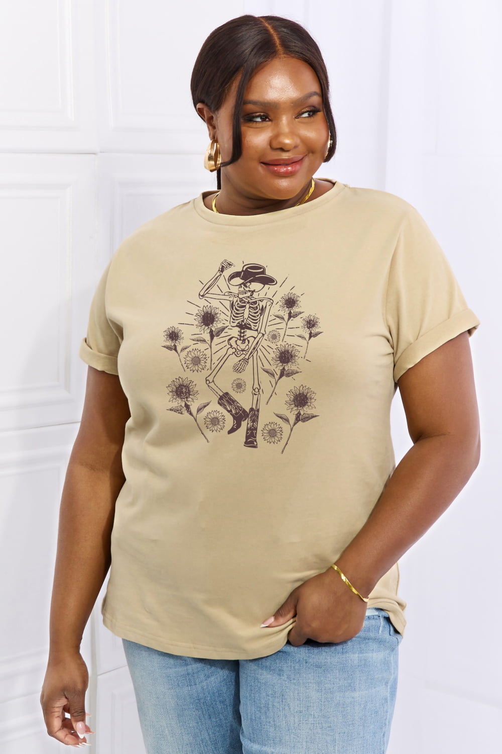 Simply Love Full Size Skeleton Graphic Cotton Tee-Jewearrings