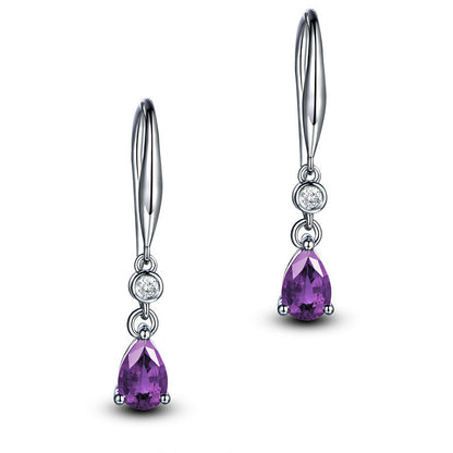 White gold-plated colored imitation sapphire earrings-Jewearrings