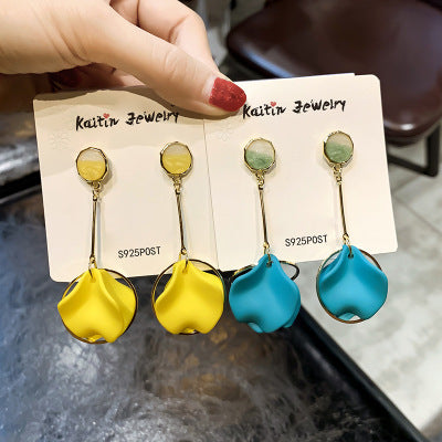 925 silver needle color drop glaze flower earrings female Japan and South Korea sweet earrings ins fashion trend personality earrings-Jewearrings