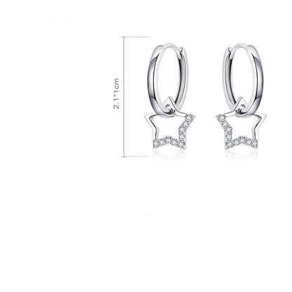 S925 Sterling Silver Five-pointed Star Ear Clip Anti-allergy White Gold Plated Earrings-Jewearrings