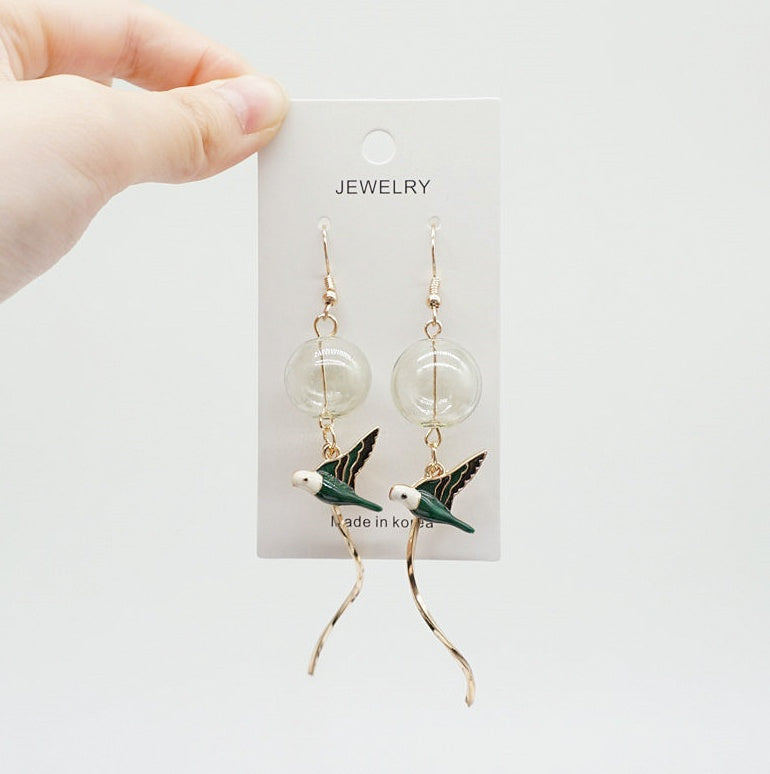 Handmade emerald glass bubble earrings-Jewearrings