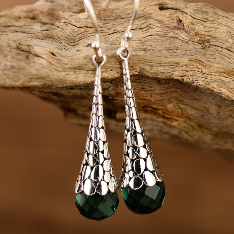 S925 Sterling Silver Drop Earrings With Retro Temperament-Jewearrings