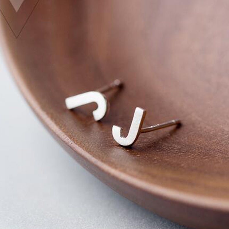 26 English Alphabet Stud Earrings Women's Copper Silver Plated-Jewearrings