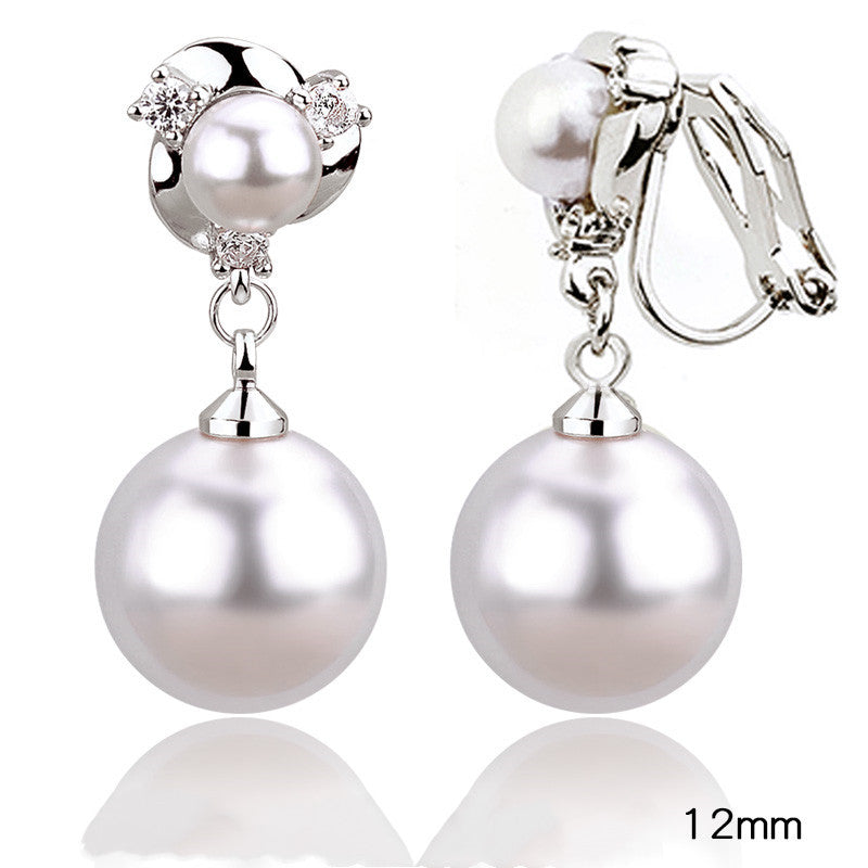 Style Tassel Clip Sterling Silver Pearl Earrings For Women-Jewearrings