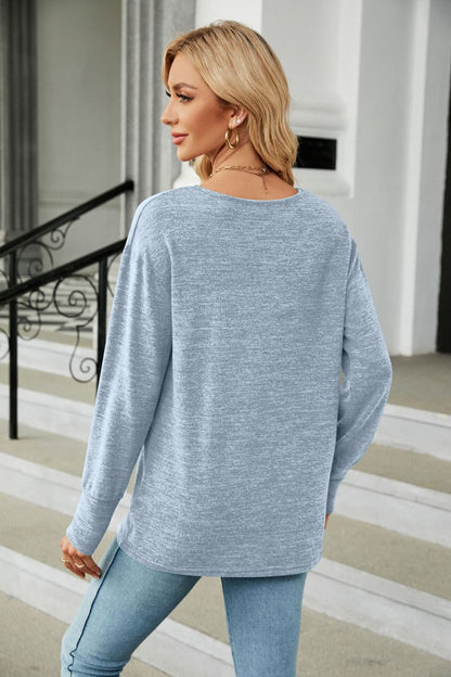 V-Neck Long Sleeve T-Shirt-Jewearrings