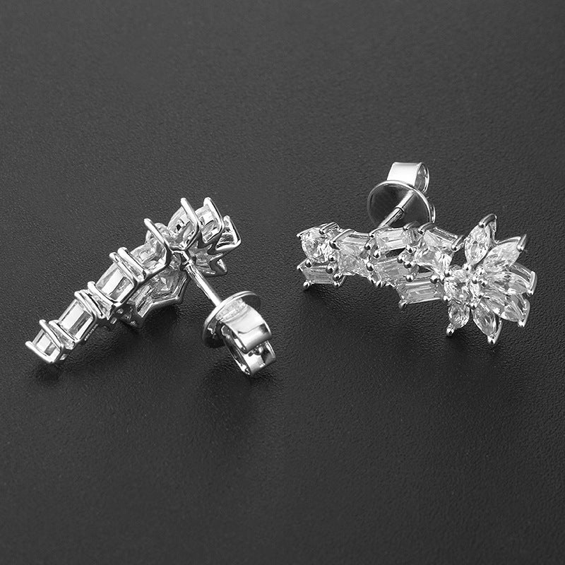 4428E Personality S925 Silver Inlaid 5A Zircon Simple Stud Earrings-Jewearrings