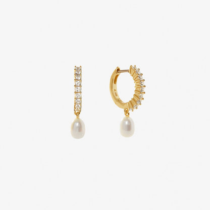 Simple Elegant Zircon Pearl Earrings-Jewearrings