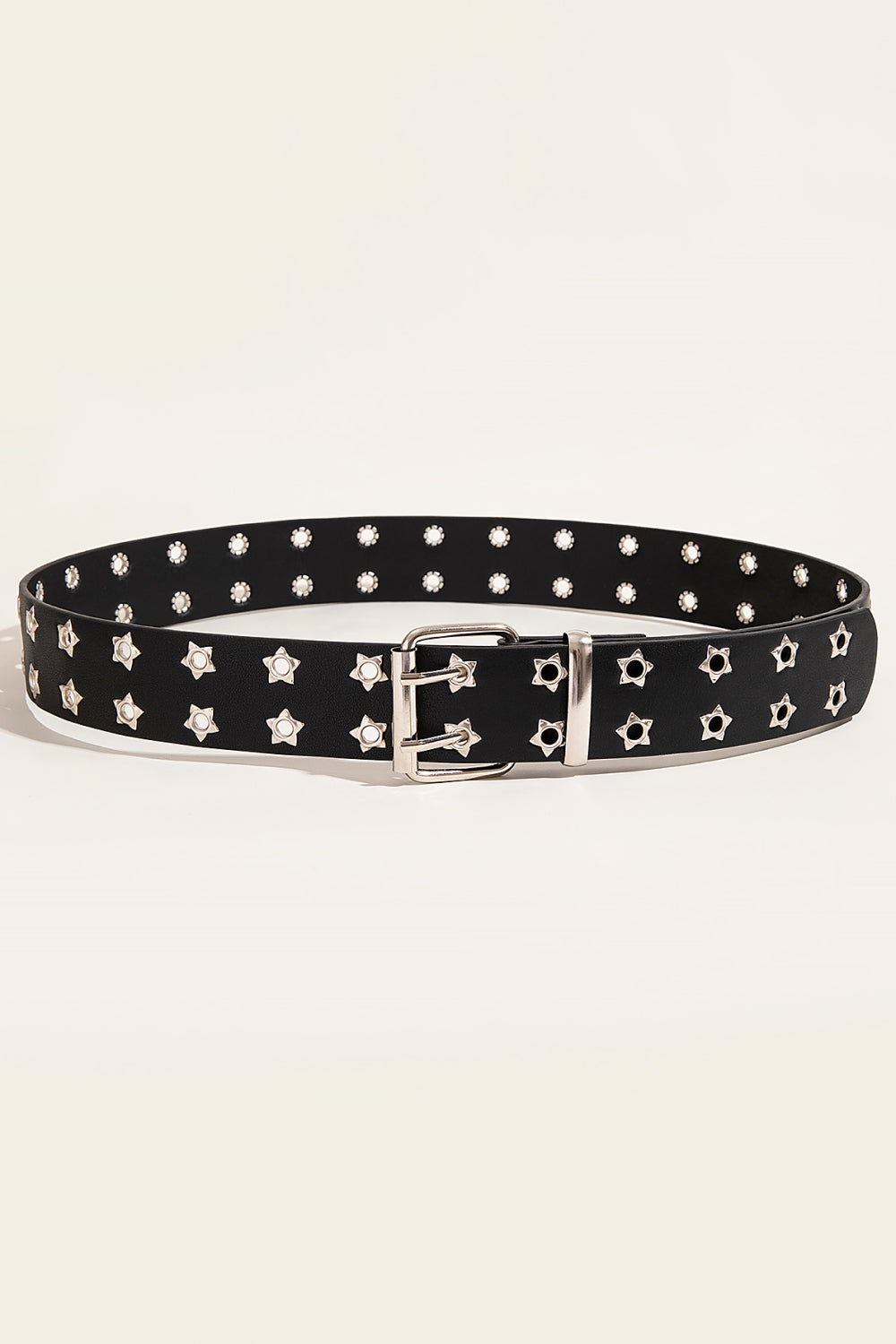 Double Row Star Grommet PU Leather Belt-Jewearrings