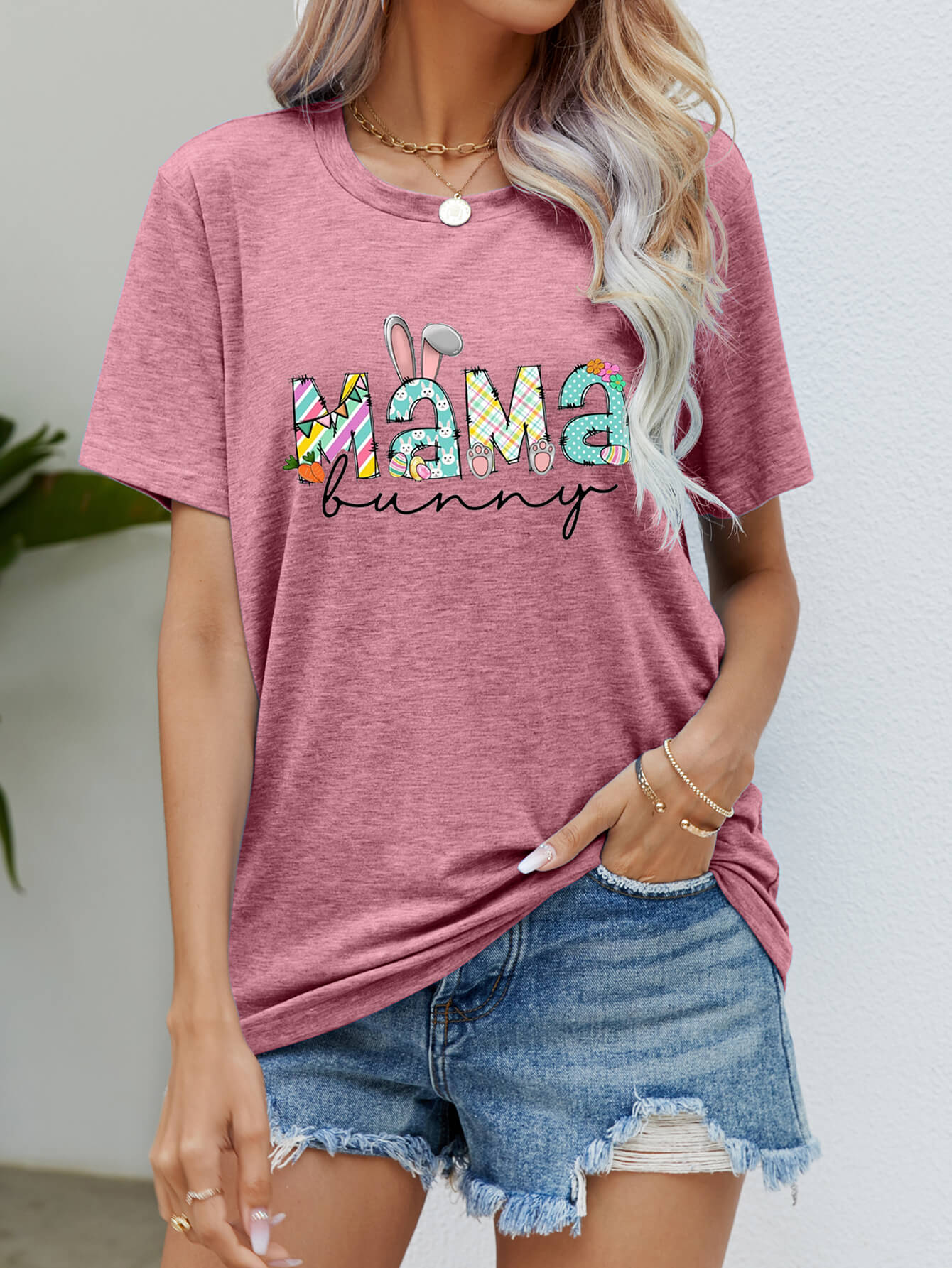 MAMA BUNNY Easter Graphic Tee-Jewearrings