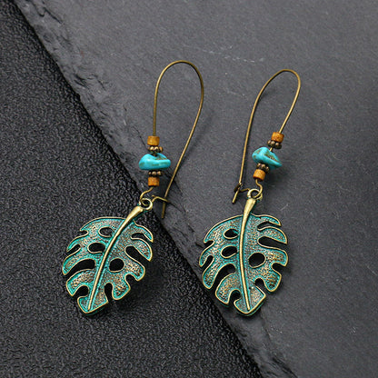 Vintage Tribal Ancient Bronze Dangle Earrings Bohemian Large Long Hollow Earrings-Jewearrings