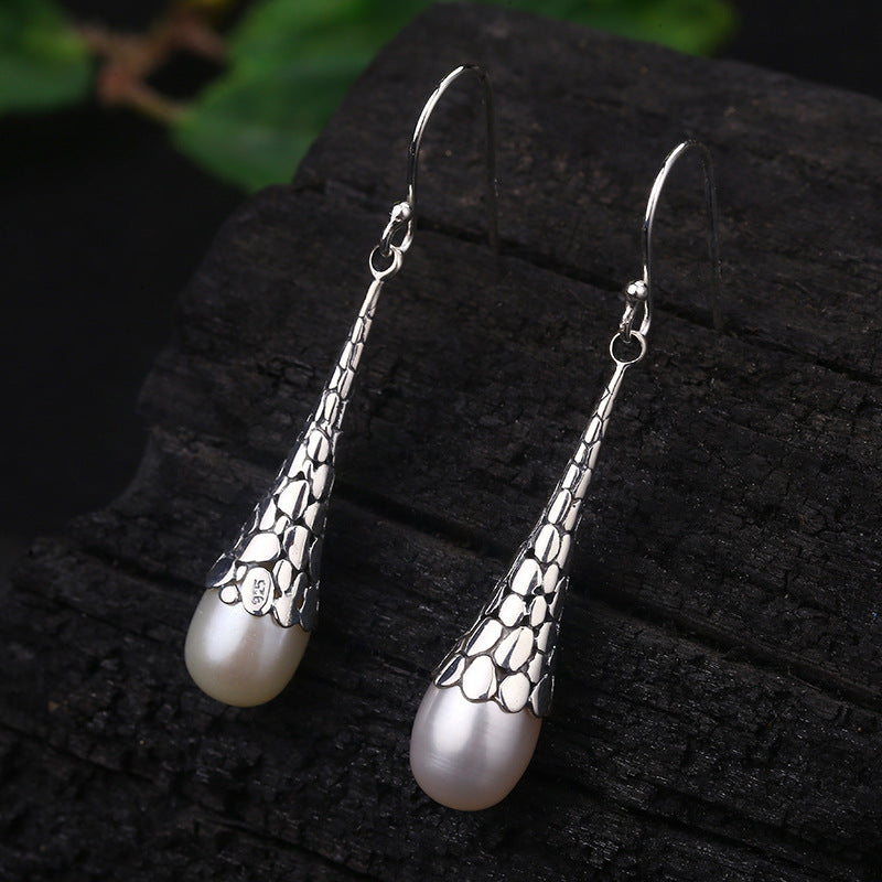 S925 Sterling Silver Drop Earrings With Retro Temperament-Jewearrings