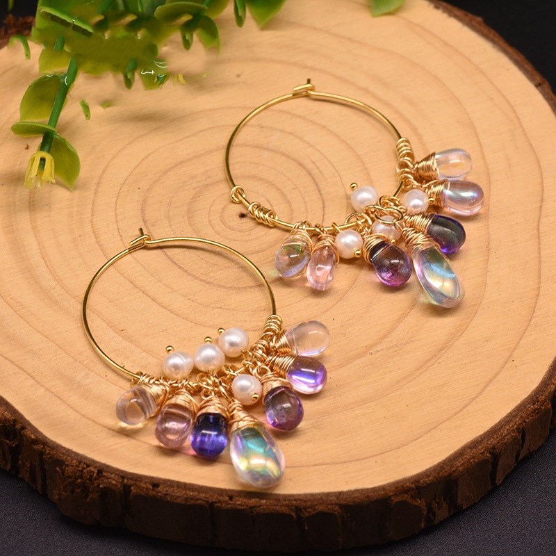 Pearl Czech crystal earrings-Jewearrings