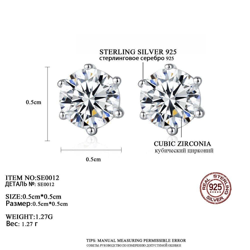 Zircon Sterling Silver Stud Earrings-Jewearrings