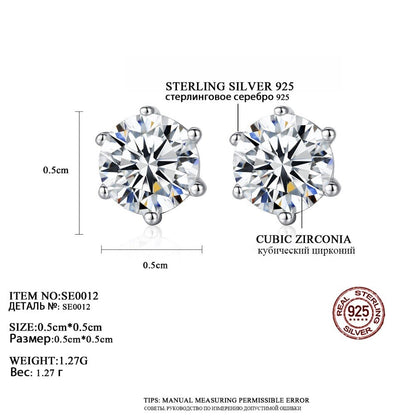 Zircon Sterling Silver Stud Earrings-Jewearrings