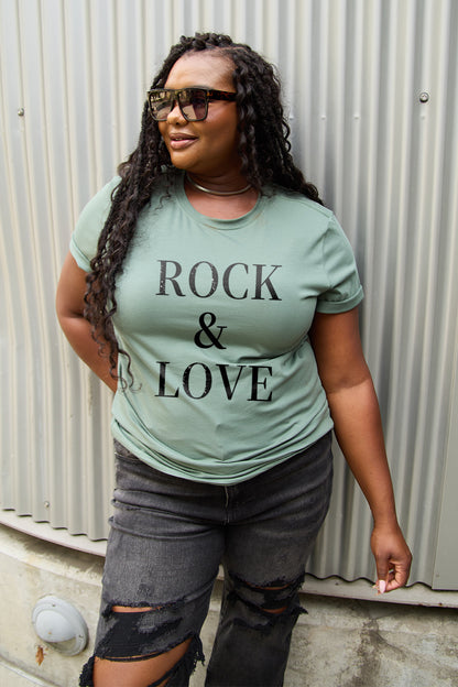 Simply Love Full Size ROCK ＆ LOVE Short Sleeve T-Shirt-Jewearrings