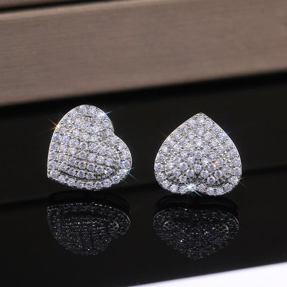 New Fashion OL Micro Inlaid Zircon Love Stud Earrings For Women-Jewearrings