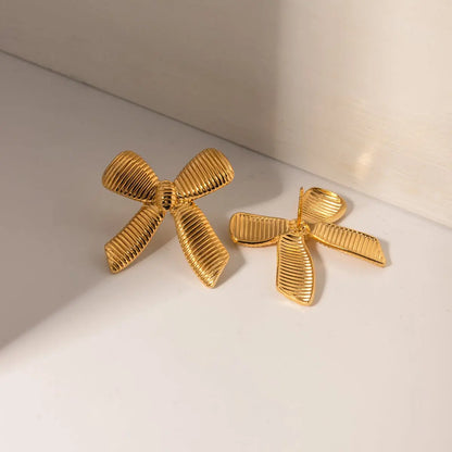 18K Gold Bow Earrings | Classic & Elegant Look-Jewearrings