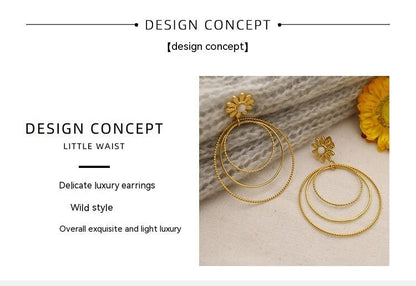 18K Gold Circle Flower Earrings-Jewearrings