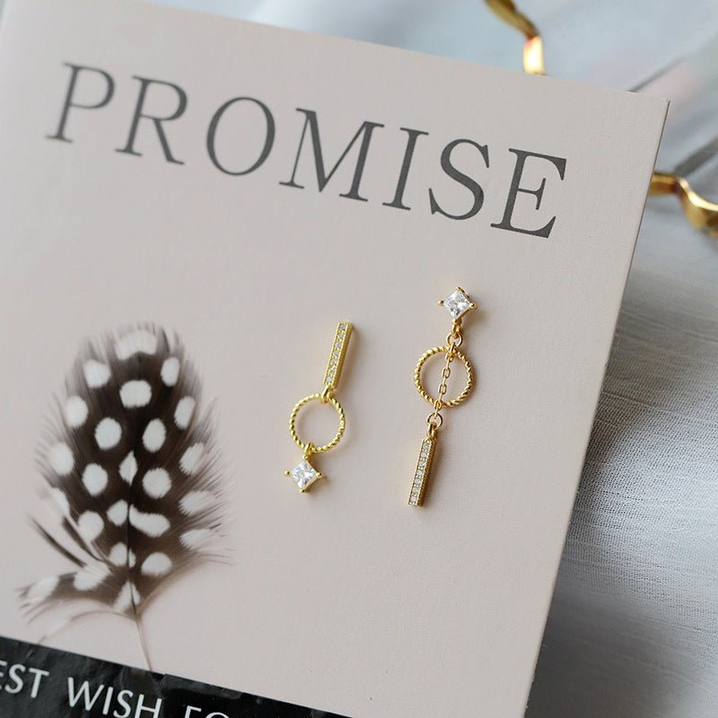 18K gold-covered geometric earrings-Jewearrings