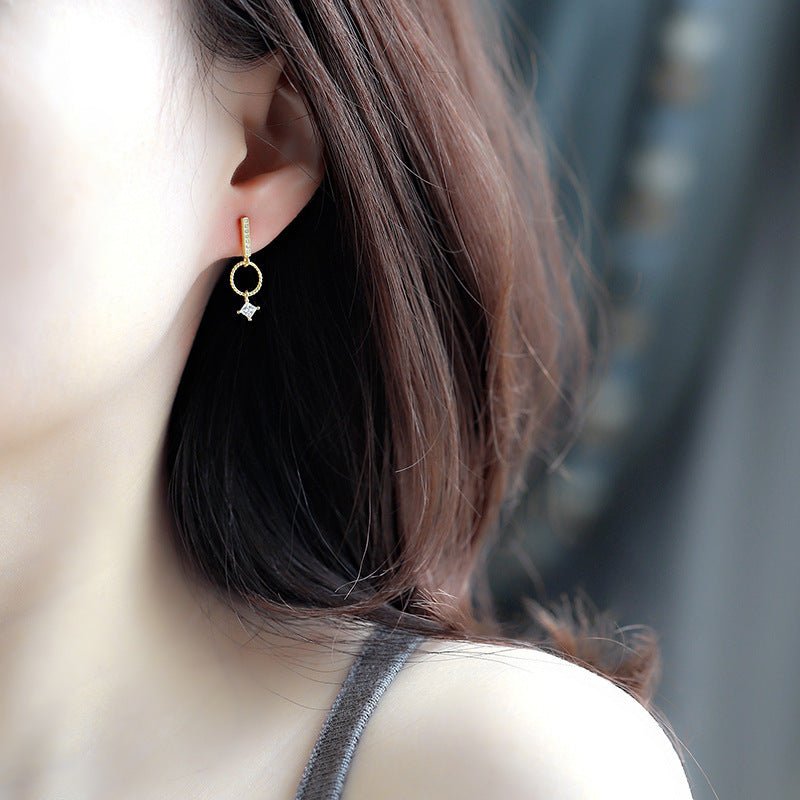 18K gold-covered geometric earrings-Jewearrings