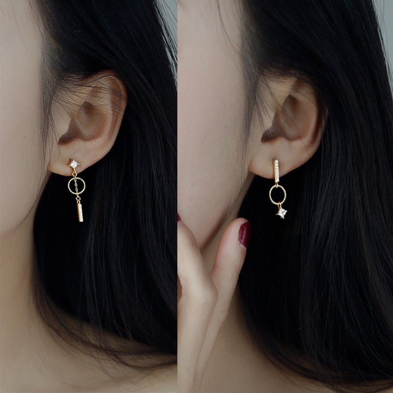 18K gold-covered geometric earrings-Jewearrings