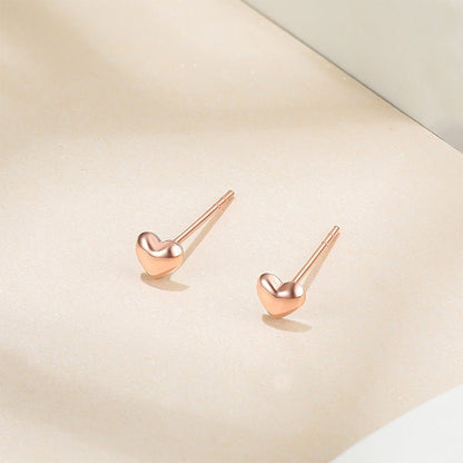 18K Gold Love Stud Earrings Gold AU750 Rose Gold Color Gold Love Peach Female Heart-shaped Earrings Stylish Simple And Versatile-Jewearrings