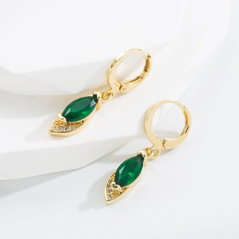 18k Gold Micro Zirconia Creative Geometric Earrings-Jewearrings