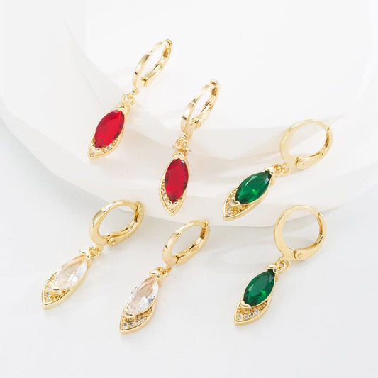 18k Gold Micro Zirconia Creative Geometric Earrings-Jewearrings