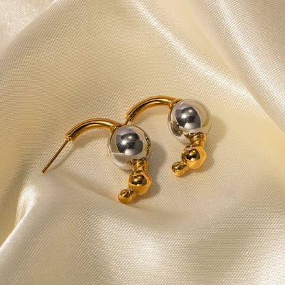 18K Gold Non-fading Gold And Silver Color Matching Simple And Elegant Earrings Stainless Steel Ornament-Jewearrings